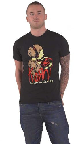 Korn T Shirt Follow The Leader Band Logo Nue offiziell Unisex Schwarz L