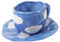 TOPBATHY 1 Juego de tazas de café de porcelana con platillo y cuchara en forma de nube, 350 ml tazas de té y platillo, lindas tazas de café en color macaron para oficina del hogar