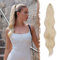 FESHFEN Pferdeschwanz Extensions Klammer, 50 cm Hair Extensions Zopf Lang Pferdeschwanz Haarteil Clip Gewellt Extensions Zopf Platinblond Pferdeschwanz Haarverlängerung für Frauen