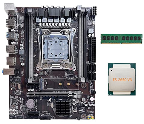 AMIUHOUN X99 Motherboard LGA2011-3 Computer-Motherboard unterstützt Dual Channel DDR4 RAM mit E5 2650 V3 CPU + DDR4 4 GB 2666 MHz RAM