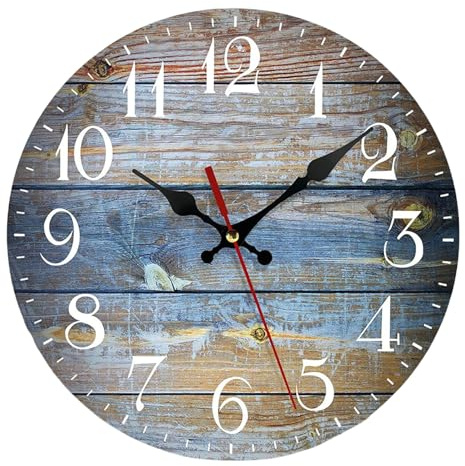 astylishome Wanduhren, leise, 30,5 cm, Strand-Thema, Küstenuhr für Wohnzimmer, Dekoration, blauer Ozean, schlichtes stilvolles Design für Küche, Schlafzimmer, Zuhause, einfache Installation, 1405