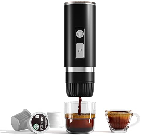 Tanniws Machine a cafe portable de voyage Machine à Expresso pour camping Cafetière à Cafe Chauffage Électrique 2,5 minutes de chauffage Cafetiere capsule pour Voiture et le Camping