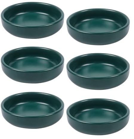 Dmnnlp 9cm Matte Ceramic Small Bowls for Dips, Rounded Soy Sauce Dish, Small Dessert Bowls, Dinnerware Sets Sauce Dessert Snack Serving Dishes 6 Per Pack(Dark Green)