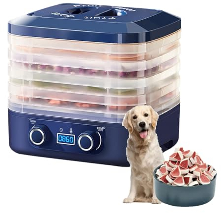 Food Dehydrator with 5 Sealed Bags, 5 Layer Vegetable Meat Dehydrator 48h Timer, Small Food Air Dryer with Adjustable Temperature, for Fruits, Vegetables and Meat