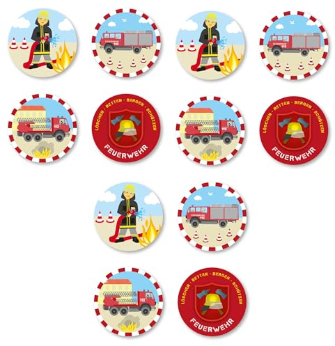12 Muffinaufleger * FEUERWEHR * aus Esspapier als Kuchen- und Tortendeko | Ø4cm, Deko für Kindergeburtstag und Kinderparty | Feuerwehrauto Feuerwehrmann Muffins Rot
