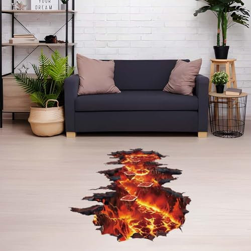 SUPERDANT Vulkane 3D Wandtattoo Lava 3D Wandtattoos Schmelzender Fels Selbstklebende Vinylkunst Dekor 3D Vulkane Aufkleber Wandtattoos Für Jungenzimmer Wohnzimmer Schlafzimmer Wanddekoration