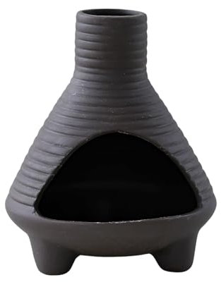 Qinlenyan Quemador de incienso de mesa, hecho a mano, de cerámica, para palosanto, salvias, palo, cuenco, quemador, incienso, chimenea, yoga, meditación, decoración zen, color negro