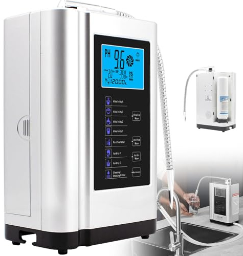 GEJLELDS Ionizzatore d'Acqua alcalina PH3.5-10.5 Generatore di idrogeno Purificatore Macchina LCD da 3,8 Pollici Filtro per Acqua Potabile acida alcalina Domestica, con 8000 Litri per Filtro,White