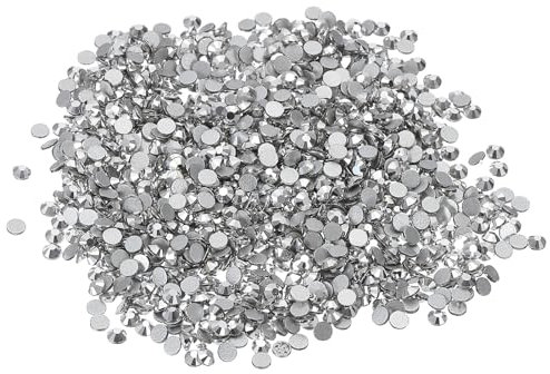 PATIKIL SS10/1440Pcs Glass Diamante Rhinestone, Crystal Glass Flat Back Rhinestones Round Crystal Man Made Gems Diamond Decor for Nail Art Craft Clothes DIY Makeup, Silver Tone