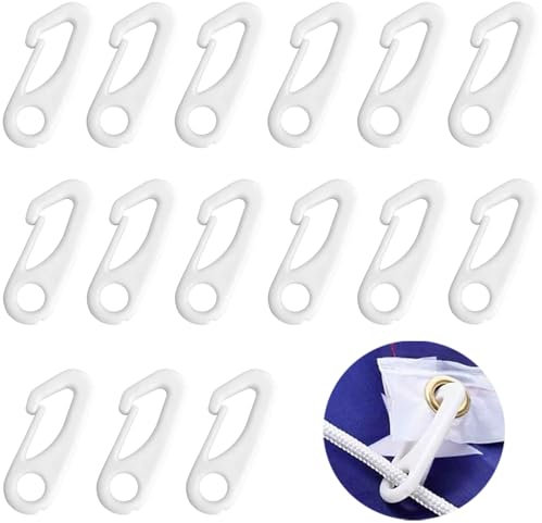 RXKFIGX 15 Pcs Flag Pole Clip, Wind Flag Pole Snap Hooks Flag Clips Flag Nylon Rope Accessory Garden Flag Clips Anti Wind Flag Hooks Rings Kit for Connect Fixed Flags and Ropes