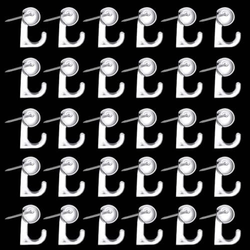 ZYFC 50pcs Push Pin Wall Hooks - Thumbtacks with Hooks, Plastic Heads Pin Tacks, for Cork Board, Map, Calendar, Home Office School Supplies (Transparent)