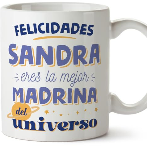 MUGFFINS Tazas Personalizadas para MADRINA - En Español - Mejor del universo - 11 oz / 330 ml - Regalo personalizable original y divertido