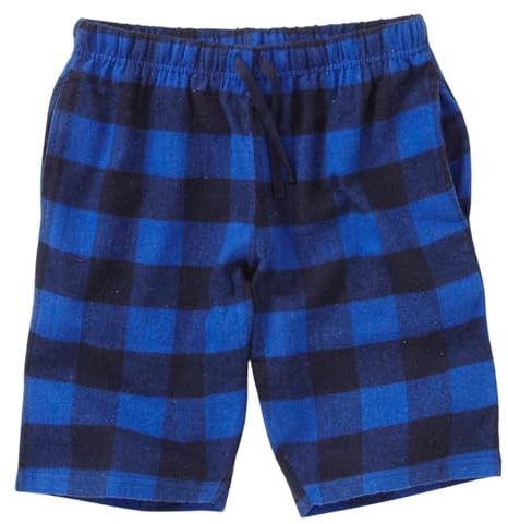 Bedlam Older Boys Flannel Check Long Pyjama Sleep Shorts UK Seller - Royal/Black - 10 Years