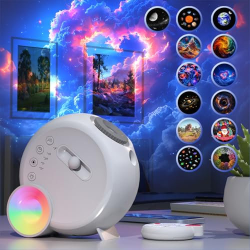 Star Projector,Galaxy Projector for Bedroom, Home Planetarium with 12 films and Remote Control,Star Projector Focusing Brightness Adjustable White Noise BT Speaker Night Light for Bedroom