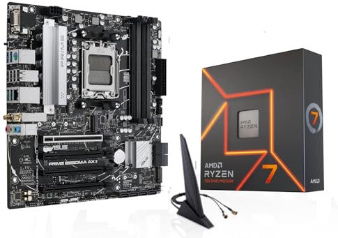 MICRO CENTER Procesador de CPU AMD Ryzen 7 7700X con placa base Prime B650M-A AX II Micro ATX