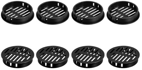 QUARKZMAN 8Pz 50mm/1.97 Griglia di Ventilazione Rotonda, Griglia Aerazione in Plastica, Griglia Aerazione Tonda con Fori a Maglie per Bagno Cucina Armadio Guardaroba, Nero