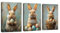 3Pcs Ostern Eier Kaninchen Leinwandbilder Bilder Set mit Rahmen Vintage Lustige Hasen Bilder Wandbilder Schlafzimmer Bild Auf Leinwand Kunstdruck Deko für Wohnzimmer fertig zum Aufhängen 30x40cmx3