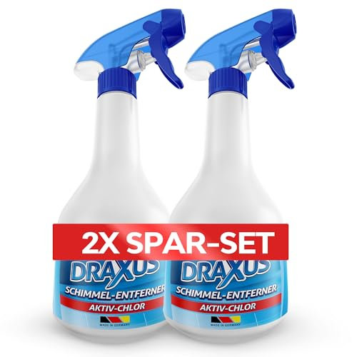 DRAXUS Profi Schimmelentferner mit innovativem Hafteffekt I Extra starkes Schimmelspray für Wand, Bad, Silikonfugen & mehr I Entfernt Schimmel hocheffektiv (Aktiv-Chlor) (2x Spar-Set)
