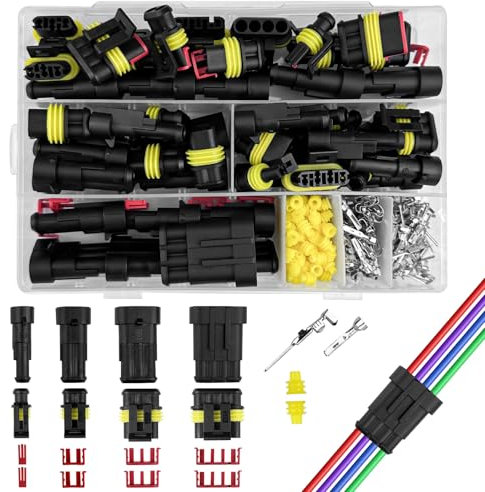Legpador 352 Stück Steckverbinder, 1/2/3/4 Polig Kabel Steckverbinder, Stecker Wasserdicht, Steckverbinder Wasserdicht, Wasserdichtes Auto Anschluss Kit, Wasserdichte Stecker für Auto, LKW, Motorrad