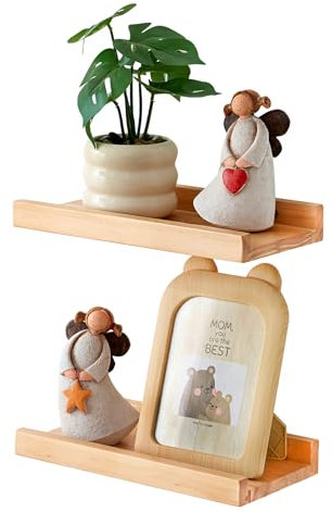 OAKERLAND Lot de 2 Etagere Murale Pin Bois, 30cm Etagere Flottante en Pin pour Maison, Bureau, Chambre, Salon, Salle de Bain, Cuisine (30 x 15 cm)