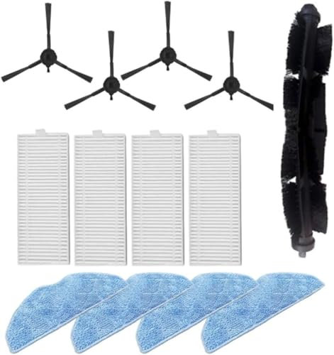 Accessori per Robot Aspirapolvere Philips Homerun Serie 3000 XU3100/01 XU3110/02 XU3000/01 XU3000/02, 1 Spazzola Principale, 4 Filtri Hepa, 4 Spazzole Laterali, 4 Panni Mop