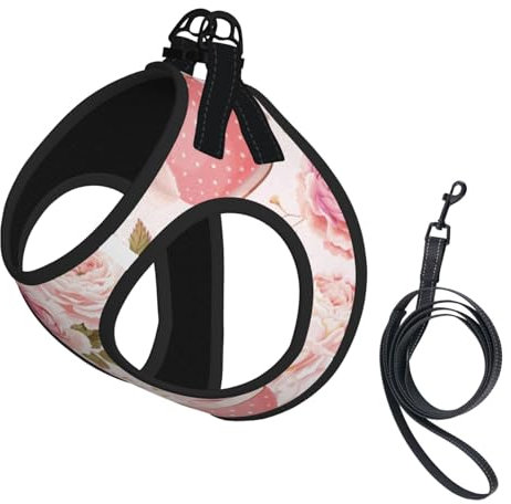 Vintage Style Tea Cups,Pet Harness,Adjustable Reflective Dog Harness,Pet Leash Vest,S