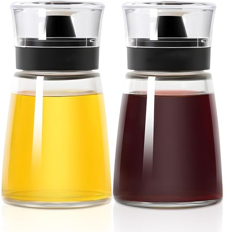 CHENKEE Aceiteras a Prueba de Fugas,Juego de 2 Botellas para Vinagre y Aceite,Botellas de Aceite Recargables para Acampada,para Restaurantes,Cocinas,Acampadas,Picnics,Barbacoas