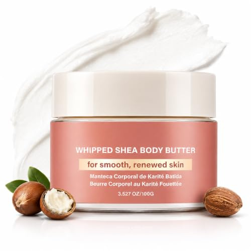 Whipped Shea Butter 100g, Moisturising Body Butter Cream for Dry Skin | Rich whipped body cream for arms, legs, hands, elbows, knees and feet; leaves dry-feeling skin soft and smooth-looking