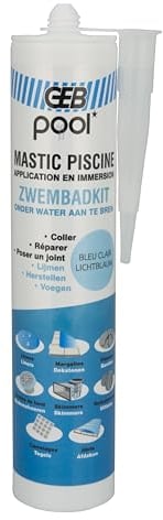 GEB Mastic étanche spécial piscine Bleu 290 ml pour coller, jointoyer et réparer même sous l'eau des éléments de piscine, carrelage, mosaïque, margelle, projecteur, bonde