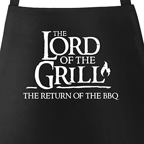 MoonWorks® Herren Grill-Schürze mit Spruch The Lord of the Grill schwarz unisize