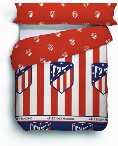 Atlético de Madrid. Juego Funda Nórdica de 3 Piezas Oficial del Club. ATM 2018. (Cama 90 cm)