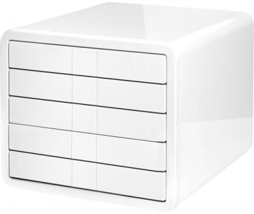 Schubladenbox i-Box, A4/C4, 5 Schubfächer, Beschriftungsfeld, weiß