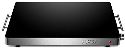 Magic Mill Large Electric Glass Top Food Warming Tray Buffet, Keep Your Food Hot During Holiday Parties, Adjustable Temperature Control, Stay-Cool Handles, Modern Stainless Steel Design, ETL Approved
