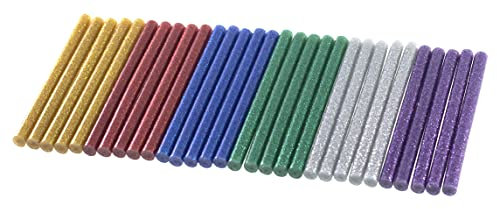 Amtech S1875 Set of Glitter Glue Gun Sticks in 6 Colours, 30 Pieces, 7x100mm for Hot Melt Crafting, Decorating and Bonding