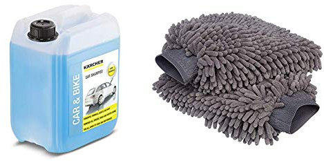 Kärcher 5 L Canister Pressure Washer Detergent, Car Shampoo & Amazon Basics Deluxe Microfiber Car Wash Mitt (2 Pack)