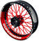 OneWheel Felgenaufkleber Motorrad passend für alle 17 Zoll Supermoto Felgen - Vorder- und Hinterrad beidseitig inkl. Farbiger Spokes - V9 - Felgenrandaufkleber (rot)