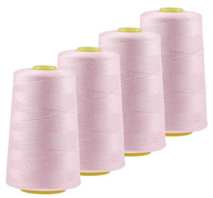 4 x 4572m Qualitäts Overlock-Garn Overlock-Nähgarn Oeko-Tex Farben 541 bis 580, Farbe:A546 zartrosa