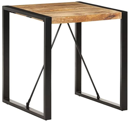 vidaXL Raues Mangoholz Massiv Esstisch Industriestil Vintage-Charme Küchentisch Bistrotisch Esszimmertisch Speisetisch Tisch 70x70x75cm