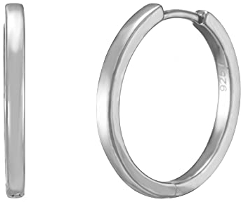 Brandlinger ® Ohrringe Silber 925. Basic Creolen groß oder klein. Schmuck Damen vergoldet mit 18 Karat (Silber und Gold) für Frauen und Mädchen. Durchmesser der Hoops 12,5 oder 20mm. (Silber groß)