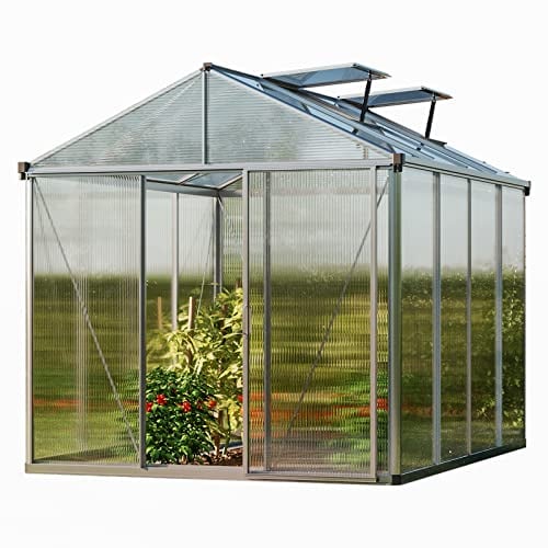 GFP Serre Premium 22 en Aluminium - 222x294 cm - Panneaux Double paroi 10 mm, avec 2 ouvre-fenêtres Automatique