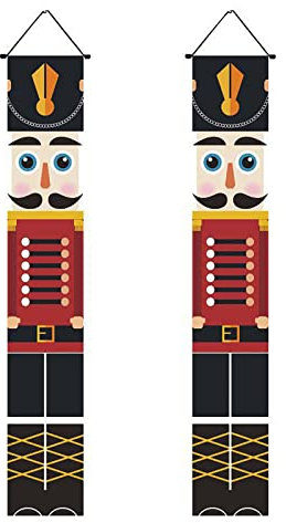 Keptfeet Navidad Banners Cascanueces Letrero Porche Letrero Puerta Navidad, para el hogar Vacaciones Interior Exterior Porche Pared Decoración Navidad 30 x 180 cm