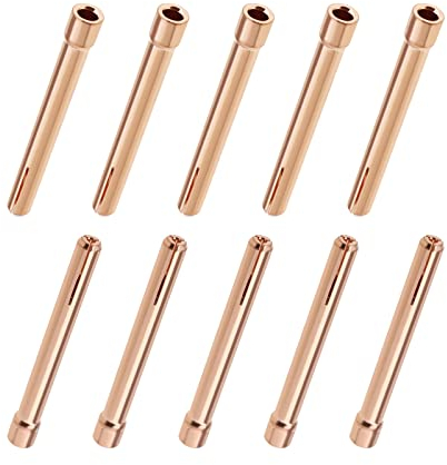 OTOTEC 10 Stück 10N23 1/16 Zoll 1,6 mm Wolfram-Elektroden-Spannzangenspitzen für WP17 WP18 WP26 WIG-Schweißbrenner-Serie Rotkupfer Ersatzteile Schweißbrenner-Zubehör
