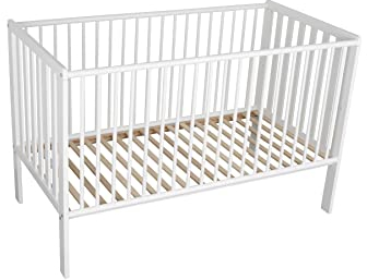 fornera f19 Babybett Massivholz Buche (Weiss, 140x70 cm)