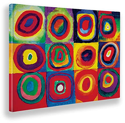 Giallobus - Quadro - Vassily Kandinsky - Studio del colore - Tela Canvas Telaio Standard - 50L x 35l cm - Pronto da appendere - Quadri moderni per la casa