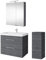 Planetmöbel Badmöbel Set Waschtisch mit Unterschrank 63 x 60 x 36,5 cm, Spiegelschrank 60 cm mit LED-Leuchte (schwarz matt) & Steckdose, inkl. Midischrank, Moderne Badezimmer Möbel, Anthrazit