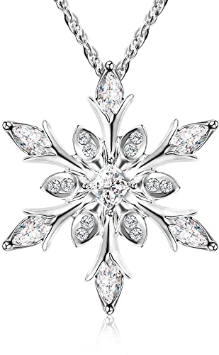 murtoo Weiß Kette Damen, Schneeflocken Kette, Schneeflocken anhänger, Kette mit Schneeflocke, Kette mädchen, Geschenk für Frauen