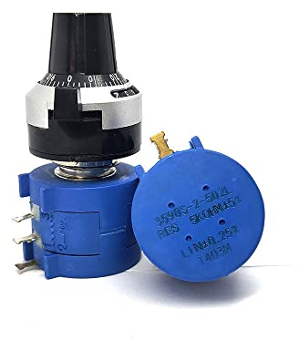 1Set 3590S-2 Serie Präzision Multiturn Potentiometer 10 Ring einstellbarer Widerstand+ Drehen Zählblatt Drehung 6,35 mm Knopf,10K Ohm