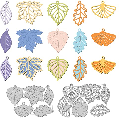 GLOBLELAND Blatt Anhänger Stanzformen für die Herstellung von Kartendekoration Ginkgo Biloba Ahornblatt Pflanze Stanzformen Schablonen für Scrapbooking Fotoalbum Dekorativ