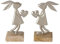 RiloStore 2 STK Osterhasen Schnuff n658 Aluminium Silber Farben 19cm Holz Holzhasen Metallhasen Hasen Dekohasen Hasenpaar Liebespaar Hasenmann Hasenfrau Herz Liebe Häschen Osterdeko
