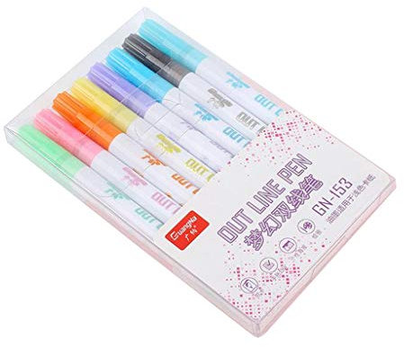 Xmiral Metallstift, 5 ml, Glitzerfarbe, Linienmarker, fluoreszierend, 8 Stück/Set, Farbe, Doppelstift, Büro und Schreibwaren Japanische Kalligraphie Tinte